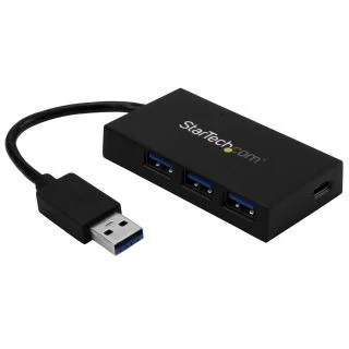 4 Port USB 3.0 Hub - USB Type-A Hub with 1x USB-C & 3x USB-A (SuperSpeed 5Gbps) - USB Bus or Self-Powered - Portable USB 3.1/3.2 Gen 1 BC 1.2 Charging Hub w/ Power Adapter~4 Port USB 3.0 Hub - USB Type-A Hub with 1x USB-C & 3x USB-A (SuperSpeed 5Gbps) - U