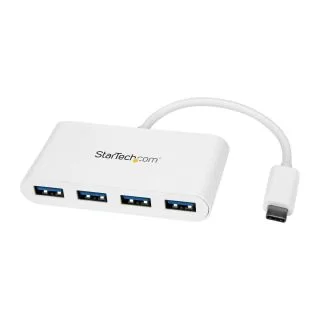 4 Port USB C Hub with 4x USB-A Ports (USB 3.0 SuperSpeed 5Gbps) - USB Bus Powered - Portable/Laptop USB-C to USB-A Adapter Hub - USB 3.1 Gen 1/USB 3.2 Gen 1 Type-C Hub - White~4 Port USB C Hub with 4x USB-A Ports (USB 3.0 SuperSpeed 5Gbps) - USB Bus Power