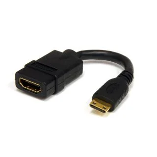 5in Mini HDMI to HDMI Adapter - 4K High Speed HDMI Adapter - 4K 30Hz Ultra HD High Speed HDMI Adapter - HDMI 1.4 - Gold Plated Connectors - UHD Mini HDMI Adapter 4K - Black