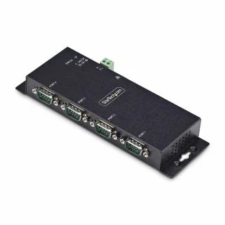 4-Port Serial to Ethernet Adapter, IP Serial Device Server For Remote RS232 Devices, Wall/DIN Rail Mountable, Metal Housing, RJ45 LAN to DB9 Serial Converter