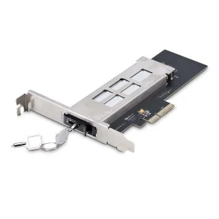 M.2 NVMe SSD to PCIe x4 Mobile Rack/Backplane with Removable Tray for PCI Express Expansion Slot, Tool-less Installation, PCIe 4.0/3.0 Hot-Swap Drive Bay, Key Lock - 2 Keys Included
