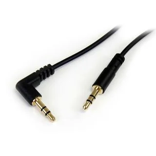 6 ft Slim 3.5mm to Right Angle Stereo Audio Cable - M/M