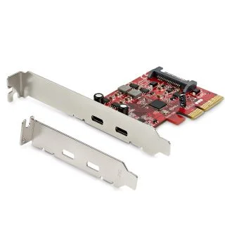 2-Port USB 3.2 Gen 2 PCIe Card, USB-C 10Gbps SuperSpeed PCI Express 3.0 x4 Controller Card, USB Type-C Adapter Card, Data Only, Windows/macOS/Linux, TAA
