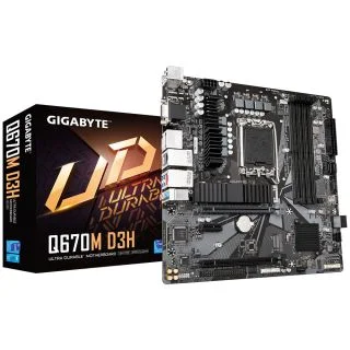 Q670M D3H Motherboard - Supports Intel Core 14th CPUs, 6+1+1 Phases Hybrid Digital VRM, up to 5600MHz DDR5 (OC), 2xPCIe 4.0 M.2, 2.5GbE LAN, USB 3.2 Gen 2