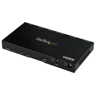 2-Port HDMI Splitter (1x2) - 4K 60Hz UHD HDMI 2.0 Audio Video Splitter w/ Scaler & Audio Extractor (3.5mm/SPDIF) - Dual HDMI Splitter (1-In 2-Out) - EDID Copy - TV/Projector