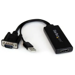 VGA to HDMI Adapter with USB Audio & Power – Portable VGA to HDMI Converter –  1080p