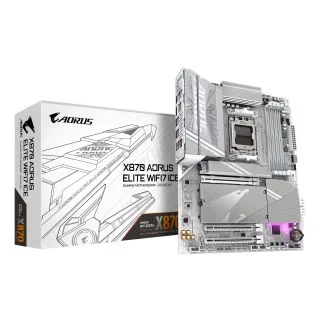 X870 AORUS ELITE WIFI7 ICE Motherboard - Supports AMD Ryzen 9000 CPUs, 16+2+2 Phases Digital VRM, up to 8200MHz DDR5 (OC), 3xPCIe 5.0 + 1xPCIe 4.0, Wi-Fi 7, 2.5GbE LAN, USB 4