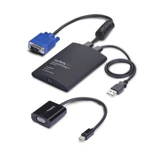 Portable Laptop Crash Cart Adapter, USB/VGA/Mini DisplayPort KVM Console, File Transfer and Video Capture, TAA Compliant