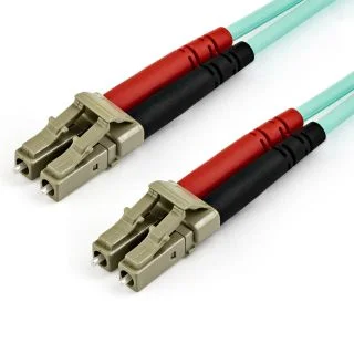 7m (22ft) LC/UPC to LC/UPC OM4 Multimode Fiber Optic Cable, 50/125µm LOMMF/VCSEL Zipcord Fiber, 100G, Low Insertion Loss - LSZH Fiber Jumper Cord