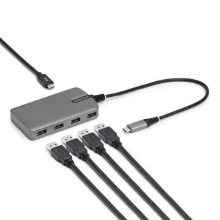 4-Port USB-C Hub, 5Gbps, Bus Powered, USB C to 4x USB-A Hub with USB-C Auxiliary Power Input, 1ft/30cm Host Cable, Portable Desktop/Laptop USB Hub