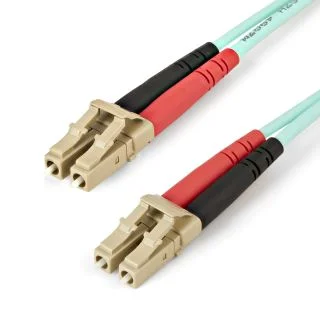 2m (6ft) LC/UPC to LC/UPC OM4 Multimode Fiber Optic Cable, 50/125µm LOMMF/VCSEL Zipcord Fiber, 100G, Low Insertion Loss - LSZH Fiber Jumper Cord