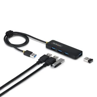 4-Port USB-A Hub, 5Gbps, Bus Powered, USB-A to 4x USB-A Mini Hub, Extra Long 2ft/61cm Host Cable, PCR Plastic, Portable Desktop / Laptop USB Hub