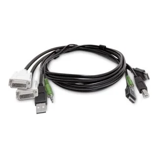6ft (1.8m) Dual-Display KVM Cable, 2x DVI to 2x HDMI, USB 2.0, 3.5mm, Universal Combo Cable for Dual-Monitor HDMI KVM, TAA Compliant