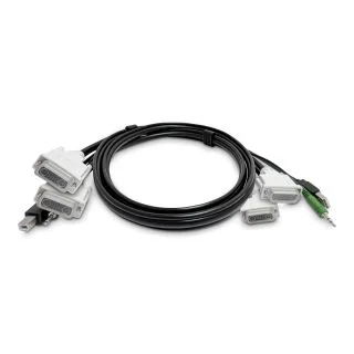 6ft (1.8m) Dual-DVI KVM Cable, USB 2.0, 3.5mm Audio, Universally Compatible Combo Cable for KVM Switches, TAA Compliant