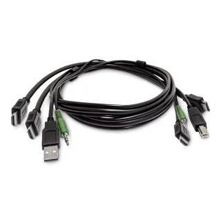 10ft (3m) Dual-HDMI KVM Cable, USB 2.0, 3.5mm Audio, Universally Compatible Combo Cable for KVM Switches, TAA Compliant