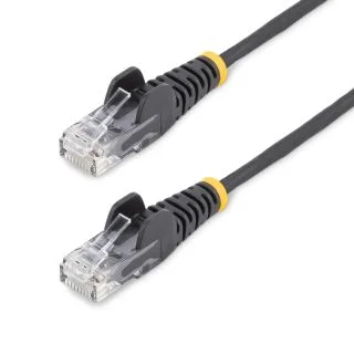 9in Black Slim CAT6 Ethernet Cable, Snagless, 100W PoE, UTP, LSZH, 28AWG Pure Bare Copper Wire, Slim RJ45 Network Patch Cord w/Strain Reliefs, Fluke Tested