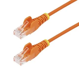 9in Orange Slim CAT6 Ethernet Cable, Snagless, 100W PoE, UTP, LSZH, 28AWG Pure Bare Copper Wire, Slim RJ45 Network Patch Cord w/Strain Reliefs, Fluke Tested