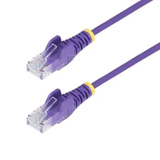 9in Purple Slim CAT6 Ethernet Cable, Snagless, 100W PoE, UTP, LSZH, 28AWG Pure Bare Copper Wire, Slim RJ45 Network Patch Cord w/Strain Reliefs, Individually Tested