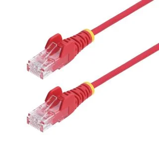9in Red Slim CAT6 Ethernet Cable, Snagless, 100W PoE, UTP, LSZH, 28AWG Pure Bare Copper Wire, Slim RJ45 Network Patch Cord w/Strain Reliefs, Fluke Tested