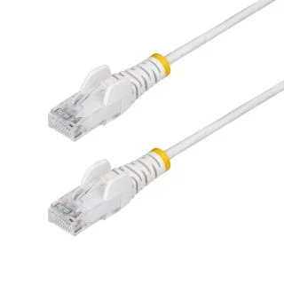 9in White Slim CAT6 Ethernet Cable, Snagless, 100W PoE, UTP, LSZH, 28AWG Pure Bare Copper Wire, Slim RJ45 Network Patch Cord w/Strain Reliefs, Fluke Tested