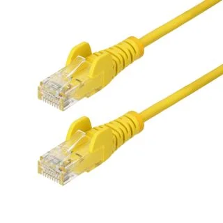 9in Yellow Slim CAT6 Ethernet Cable, Snagless, 100W PoE, UTP, LSZH, 28AWG Pure Bare Copper Wire, Slim RJ45 Network Patch Cord w/Strain Reliefs, Fluke Tested