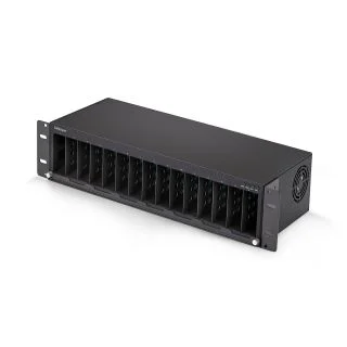 15-Slot Unmanaged Media Converter Chassis for MCM Media Converter Series, Full Power Isolation, Active Cooling, 19in Rackmount, TAA Compliant