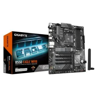 B550 EAGLE WIFI6 Motherboard - AMD Ryzen 5000 G-Series CPUs, 10+3+1 Phases VRM, up to 3200MHz DDR4, 1xPCIe 4.0 + 1xPCIe 3.0 M.2, 1GbE LAN, WIFI 6, USB 3.2 Gen 2
